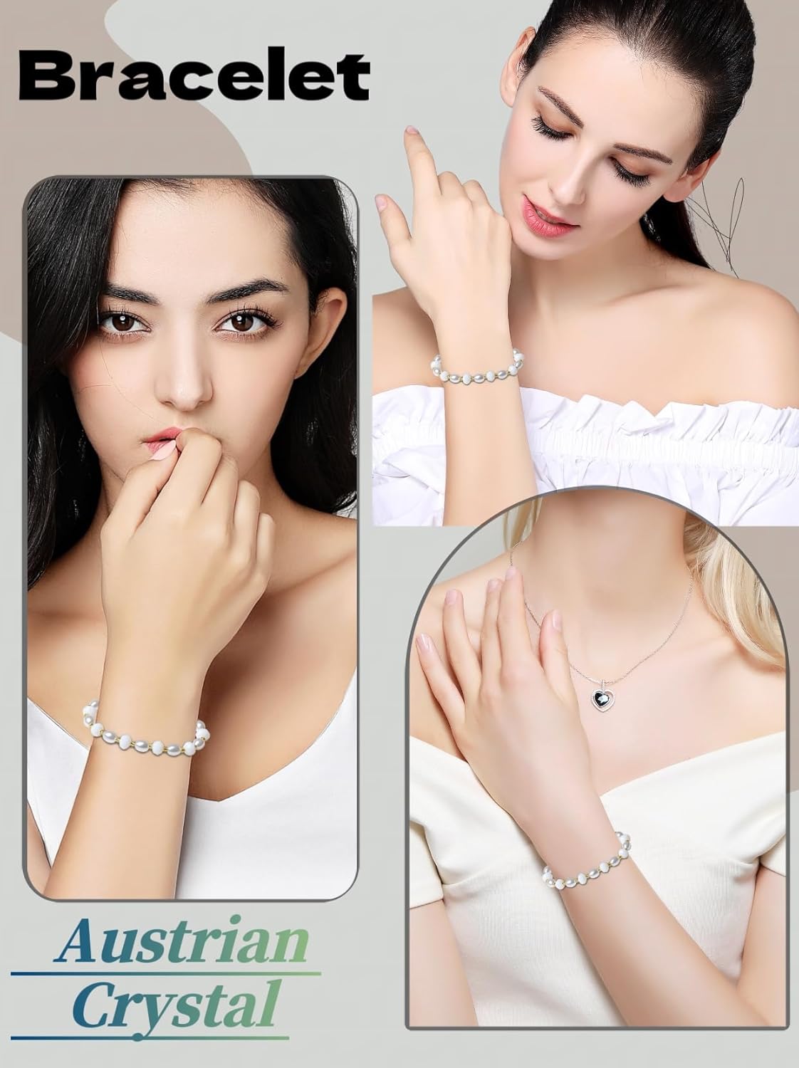 Handmade Women's Stretch Bracelets Pearl Crystal faceted Austrian Crystal Multicolor 8MM Crystal Beads Shell Pearl Jewelry for Women - Image 6