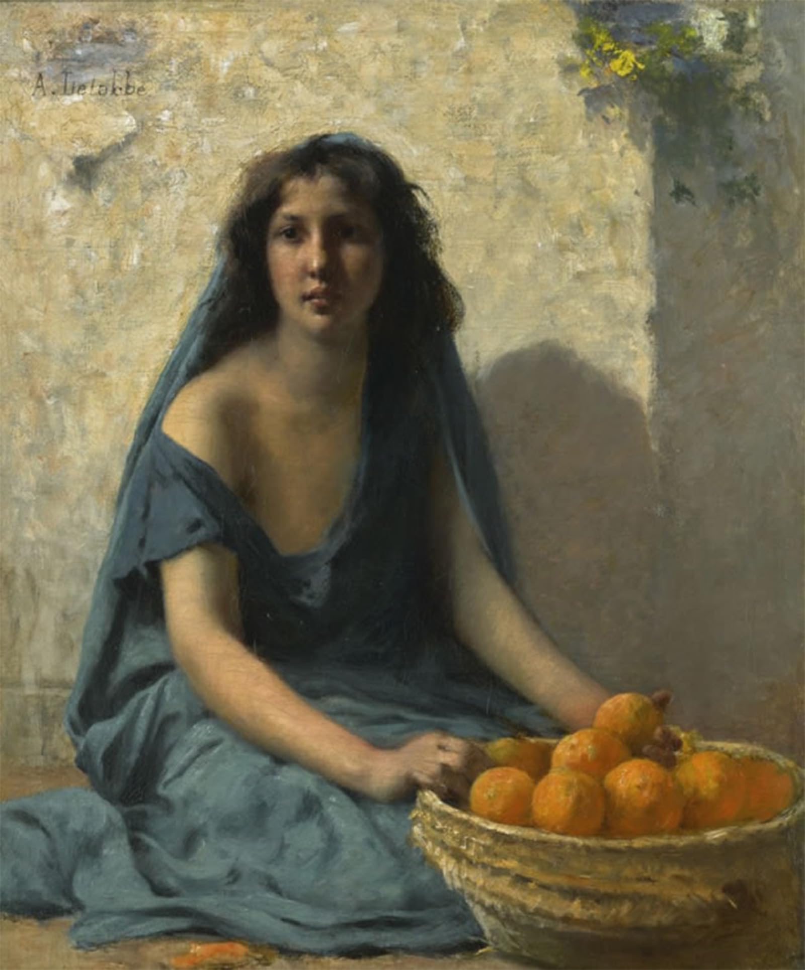 SERENDIPITP Abstract Painting Mural Print Picture Wall Decor Painting the Orange Seller by Francois Alfred Delobbe Vintage Wall Artwork for Home Decor 60x90cm