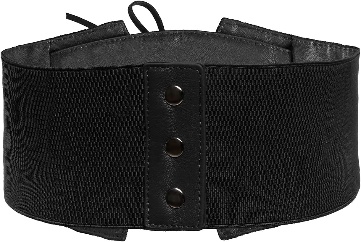 Bbonlinedress Womens Lace-up Corset Waist Belt Elastic Stretch Wide Band Waspie Underbust Cincher Belt - Image 2