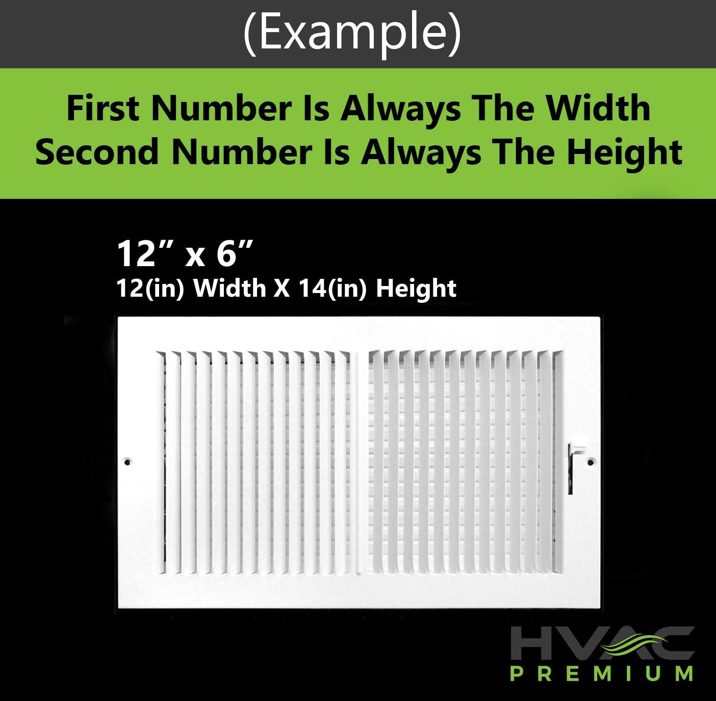12"w X 8"h 2-Way-Vertical AIR Supply Grille - Vent Cover & Diffuser - Flat Stamped Face - White [Outer Dimensions: 13.75"w X 9.75"h] - - 