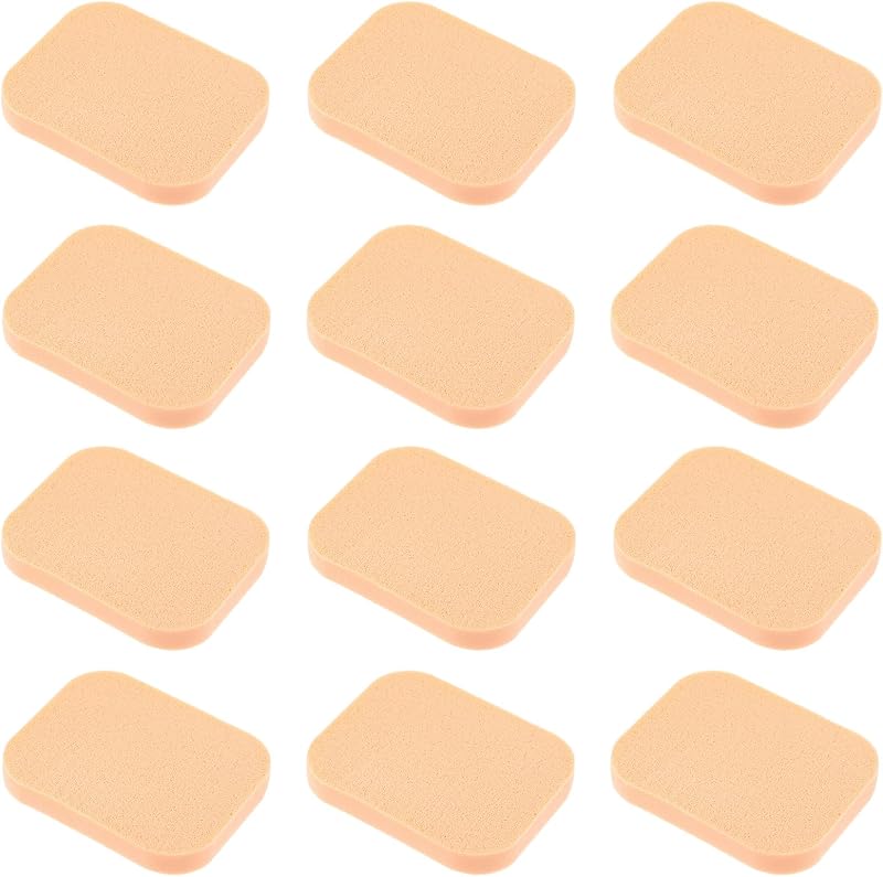 Giantree 12 Pcs Square Makeup Sponges, for Foundation Facial Powders Puff Cosmetic Sponge, Square Foam Pad Powders Blender for Liquid Foundation Cream Powder Concealer - Wet Dry Use (Skin Color) | for Foundation Facial Powders Puff, Pad Powders Blender, for Liquid Foundation Cream Powder Concealer, Wet Dry Use