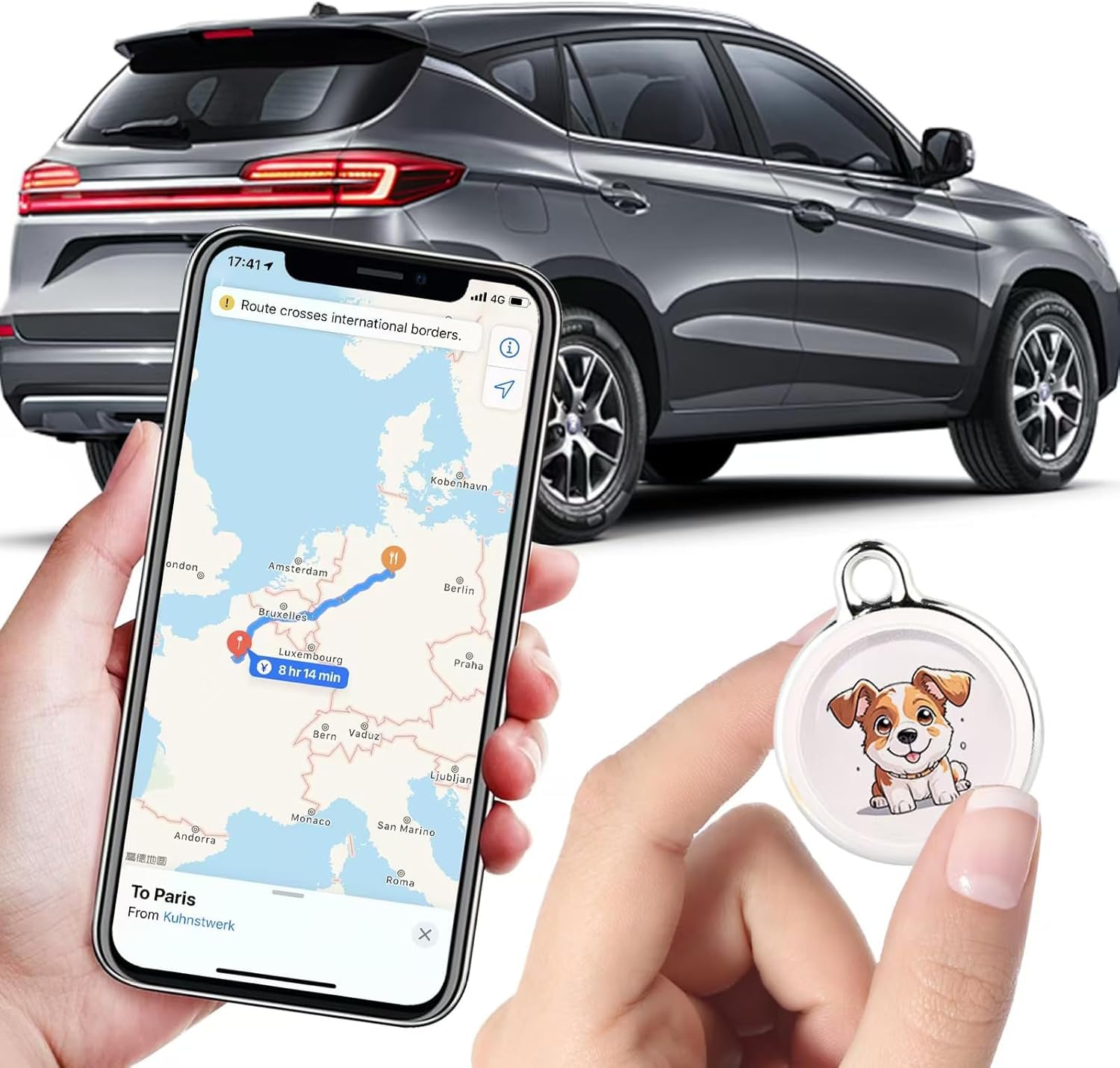 2025 New GPS Tracker for Vehicles – Real-Time Global Coverage Tracking Device for Cars, Kids, and Pets | Long Battery Life, No Monthly Fees & No SIM Card Required（Dogs Style）