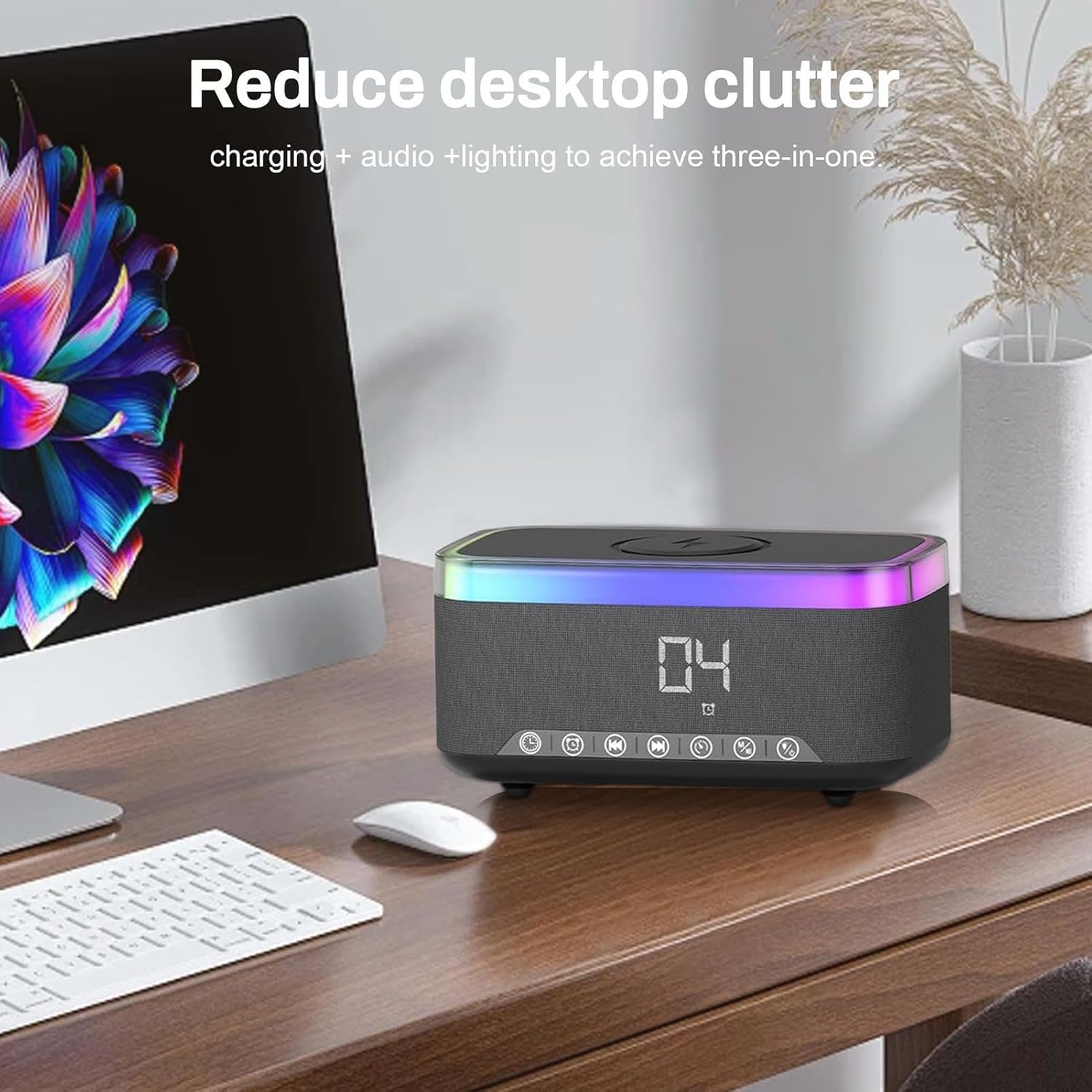 Versatile Wireless Charging Alarm Clock, Multi-Function Sleep and Sound Device, Easy Use Feature, Quick Charge Functionality, Clock with Modern Practical, Ideal for Home Workplace Desktop Bedside