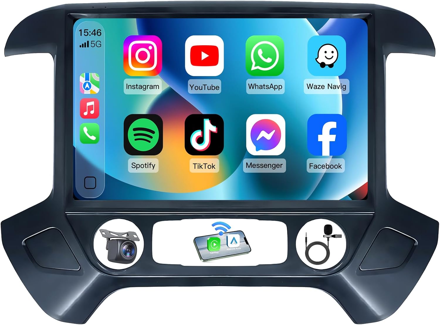 13.1 inch 12 Core+128GB Car Radio for Chevy Silverado 2014-2018: 2K QLED Touch Screen, Android 13 Stereo with Wireless CarPlay Android Auto 5G WiFi GPS Bluetooth FM/AM DSP 48EQ SWC Backup Camera