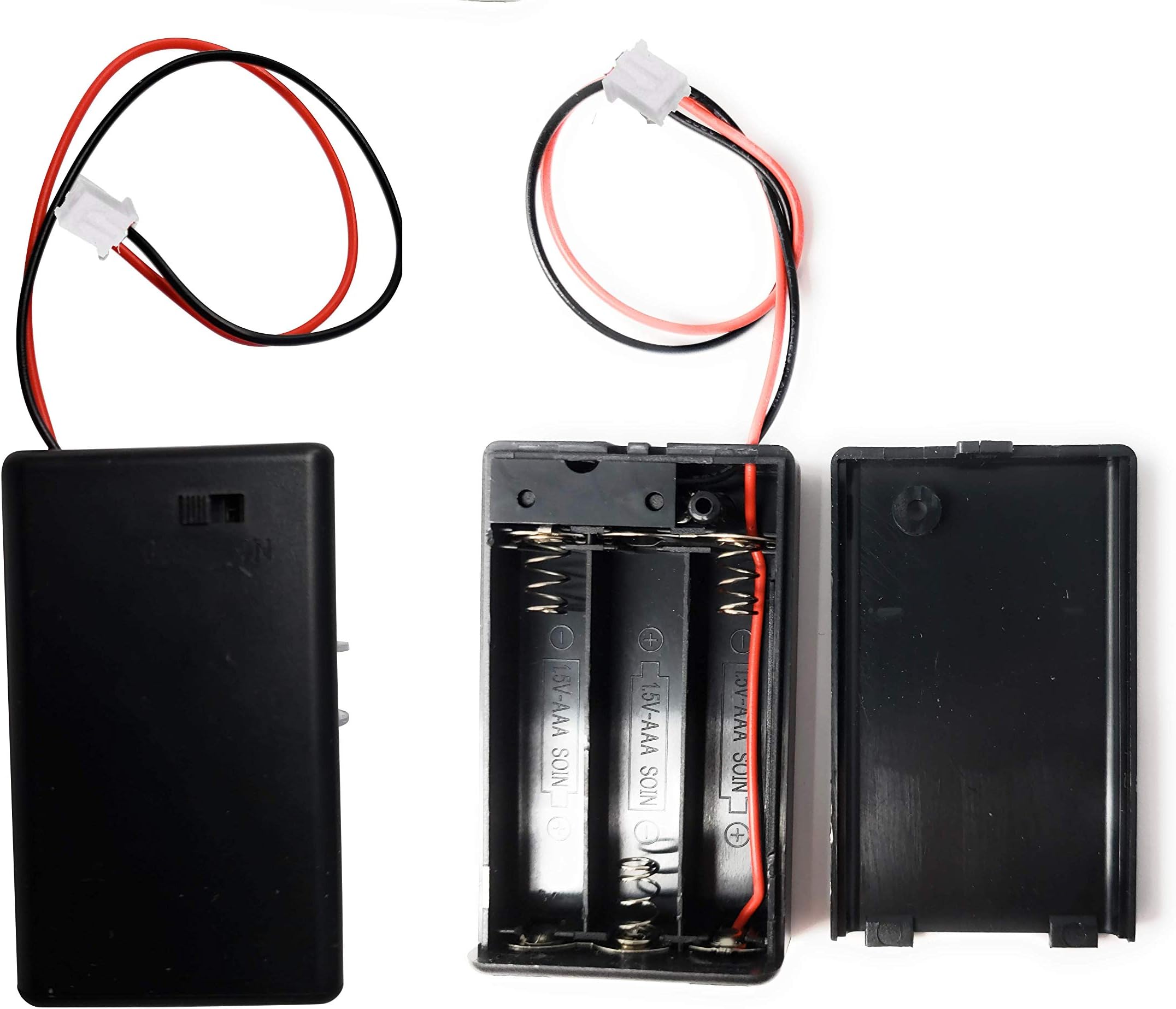 Low Voltage Power Solutions: Battery Holder – 3 AAA Battery Case with JST-PA plug (Locking) – Triple AAA Battery Holder for Arduino, LilyPad Circuits, Cosplay, Costumes and Decorations - Set of 2