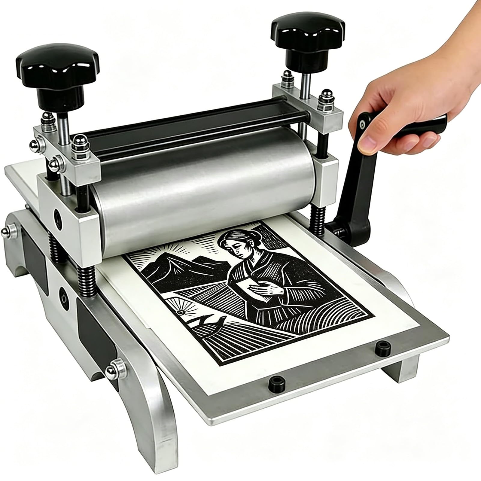 Joyfitness Printmaking Press Slab Roller Press, Machine, Printing Size 300X170mm, Adapt To Paper Wood Copperplate Production, Desktop Flatbed Printing Press For Copperplate Intaglio Relief Techniques