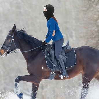 Skicuff 2 Pcs Equestrian Set Horse Riding Helmet Cover and Touchscreen Equestrian Gloves Gear Horseback Ridings Gear for Women Men Horseback Training Sports Equestrians Gift, Black