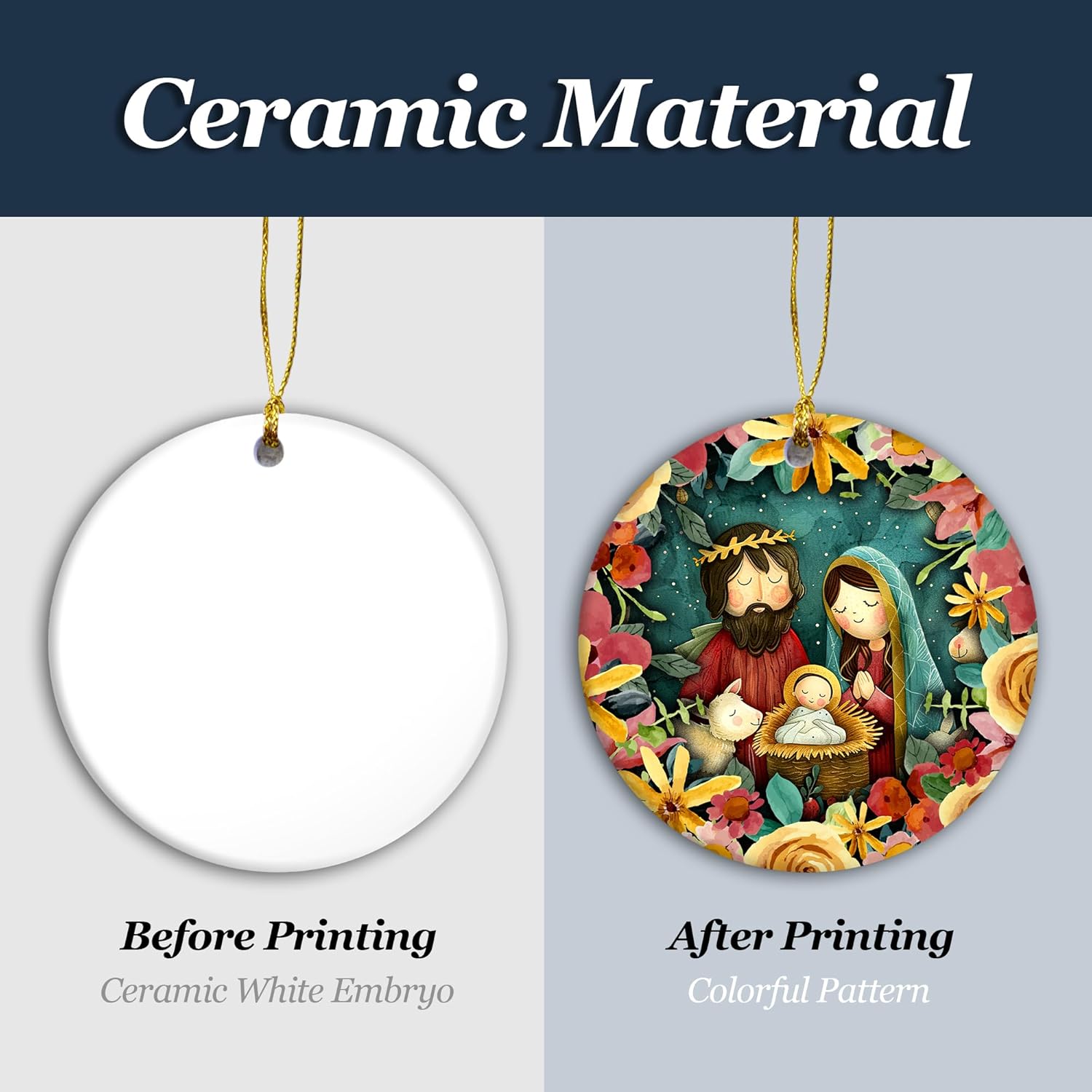 Nativity Scene Ornaments 2025 - O Holy Night Ornament, Baby Jesus Ornaments for Christmas Tree - Religious Christmas Ornament Featuring Mary, Joseph & Baby Jesus, Christian Faith Ornament - Image 7