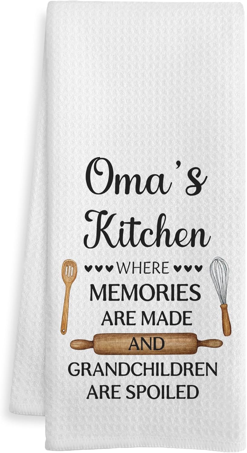 Oma Gifts Kitchen Towels, Oma Grandma Gifts for Birthday Thanksgiving Christmas from Grandkids Dish Tea Towel for Kitchen Decor, Grandmother Gift Hand Towels, 16X24 Inch