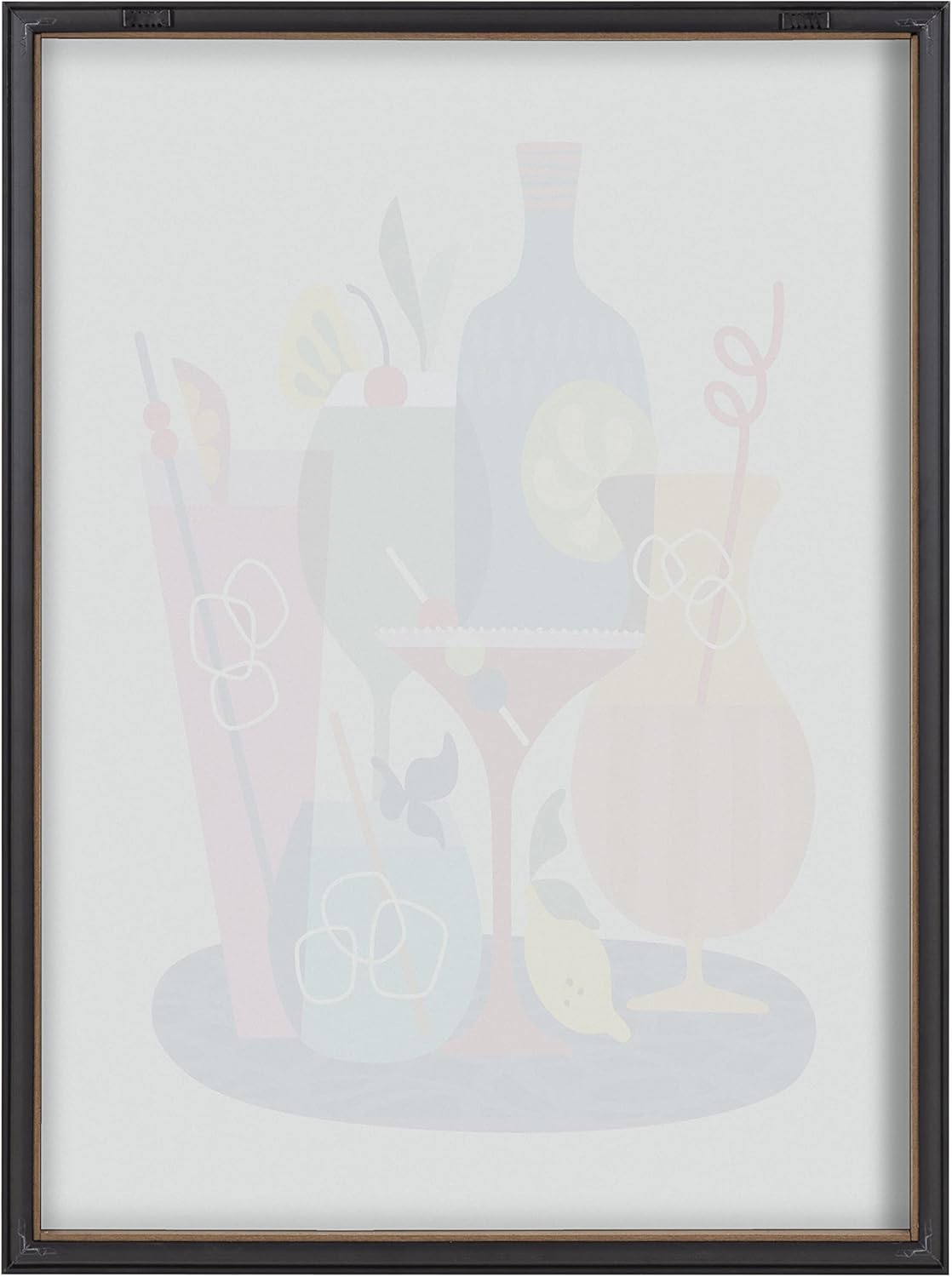Kate and Laurel Blake Mid Century Modern Cocktails Framed Printed glass Wall Art by Rachel Lee of My Dream Wall, 18x24 Gold, Colorful Coctail Art Wall Décor