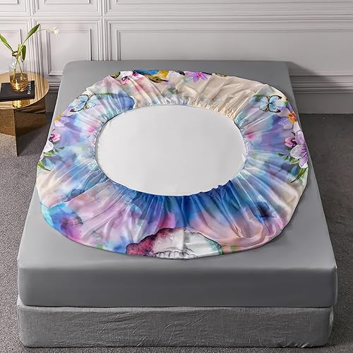 Miniatura 5 de AILONEN Juego de sábanas bajeras de calavera floral tamaño matrimonial para niños y niños, juego de ropa de cama con diseño de calavera floral en 3D