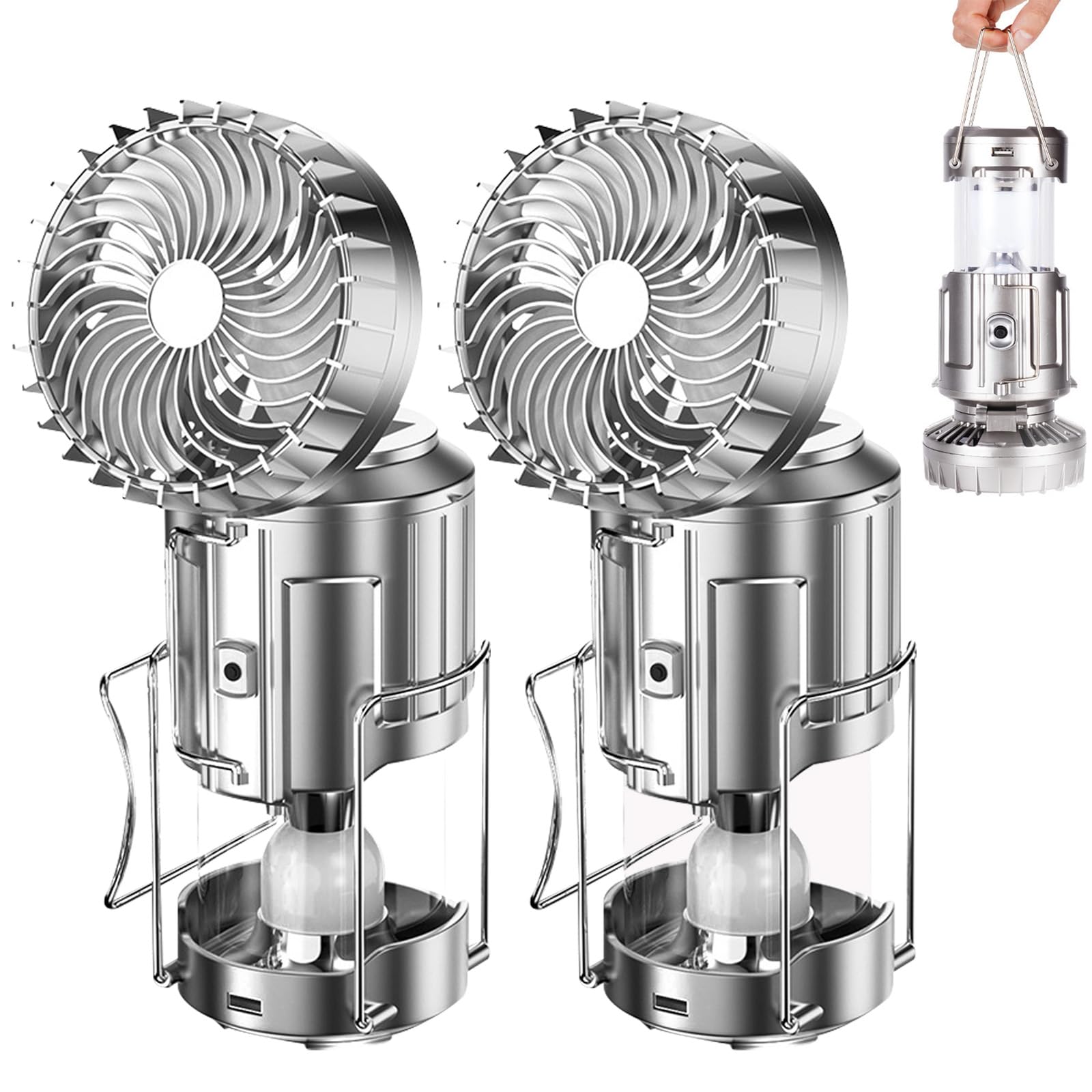 Lanterna da campeggio con ventilatore, torcia pieghevole, ricaricabile tramite USB, lampada da campeggio solare e a batteria, per picnic, barbecue, pesca, viaggi, luce di emergenza ricaricabile