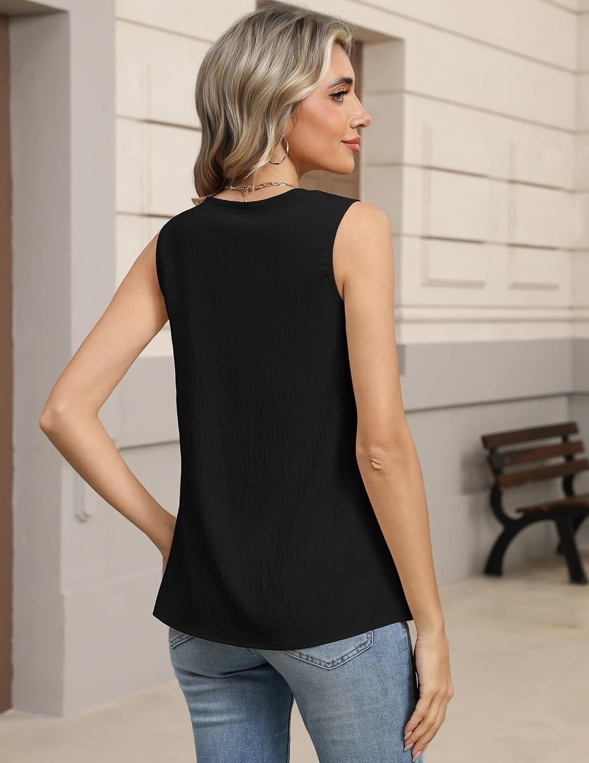 Zeagoo Womens Tank Tops Pleated V Neck Business Casual Sleeveless Shirts Trendy Dressy Textured Summer Work Blouse image 5