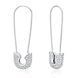 SANNYRA Safety Pin Earrings for Women, Gold Paperclip Earrings for Women Trendy, Minimalist Dangle Hoop Paper Clip Ear Hoop Studs Daily Jewelry