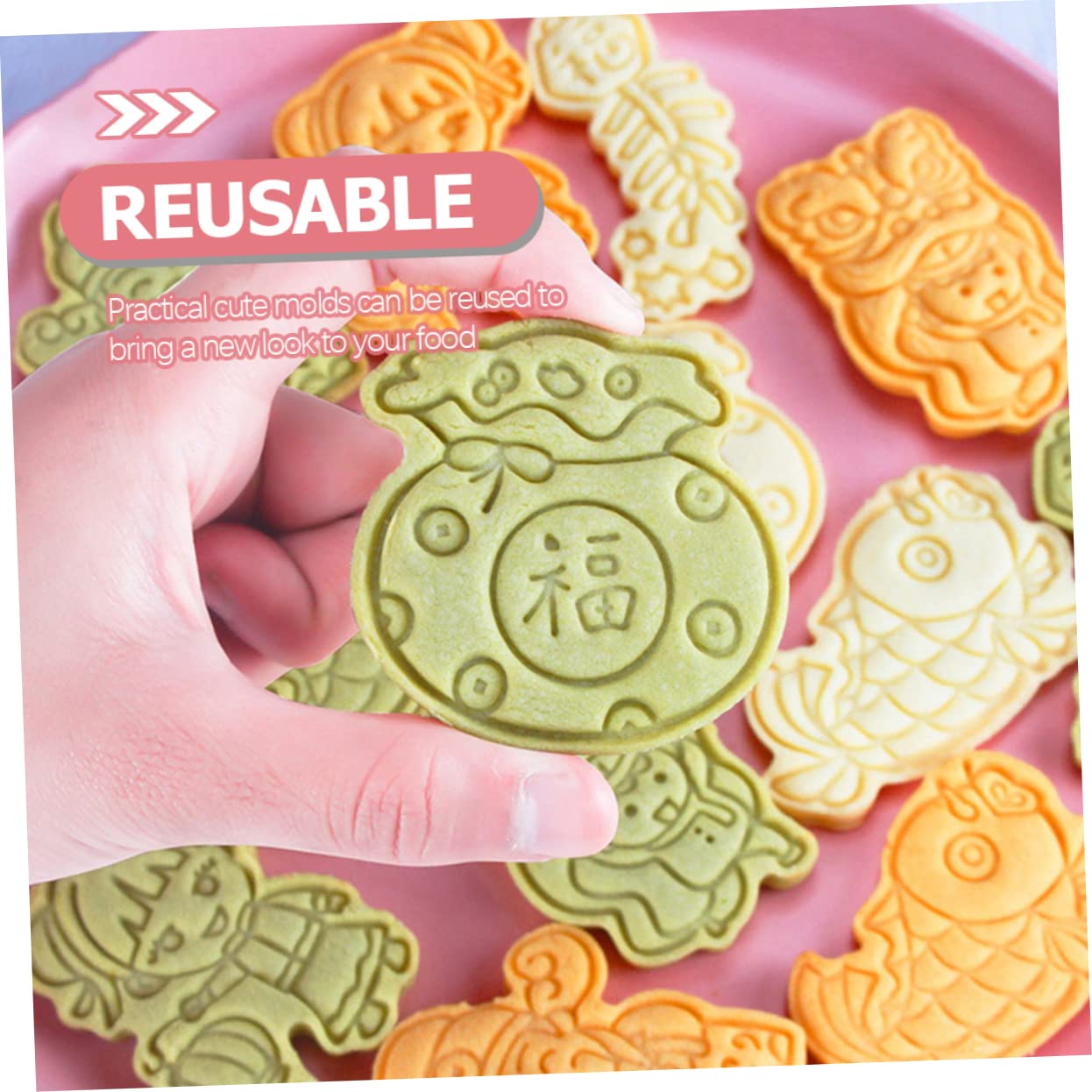 PRETYZOOM 32 Moldes Para Galletas Prensa De Repostería Molde Para Galletas Moldes De Año Nuevo Chino Sello De Prensa Para Galletas Moldes Para Hornear DIY Galletas De