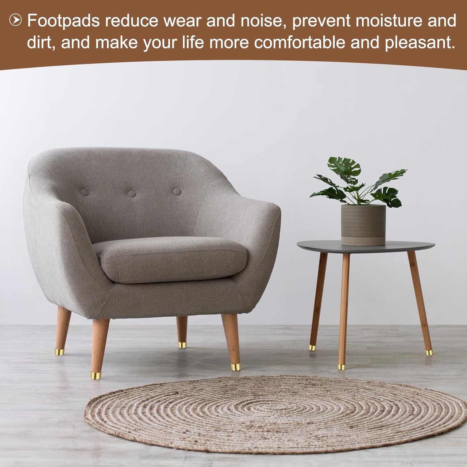 uxcell 6Pcs Small Chair Feet Covers, 0.94"x0.91" Round Table Leg Caps, Aluminum Alloy Furniture Leg Caps for Chair Table