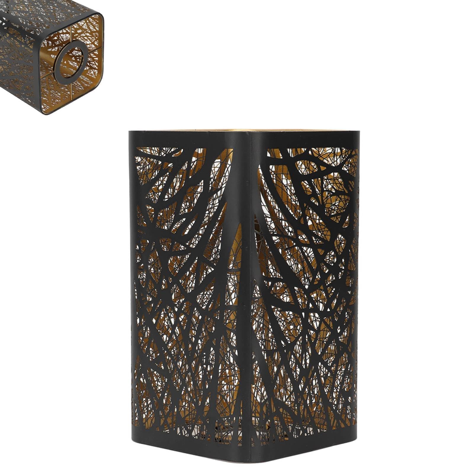 Metal Lamp Shade, Square Lamp Shades Tree Shadow Small Table Lampshade Hollow Out Black Lamp Shades for E27 E26 Lamp Holder