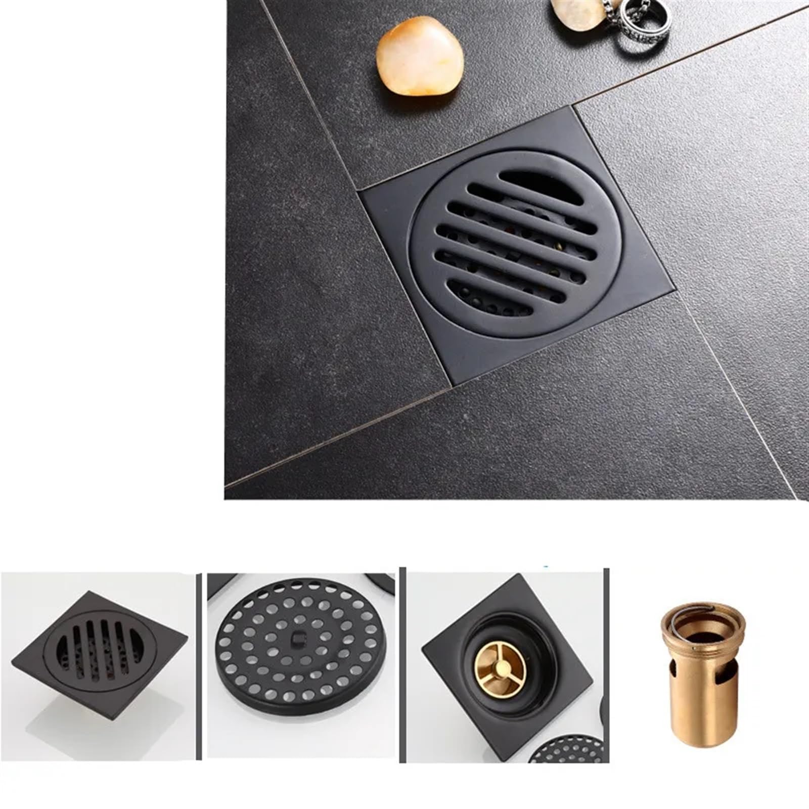 Drain de sol carré 10x10cm pour rénover une salle de bain moderne et épurée