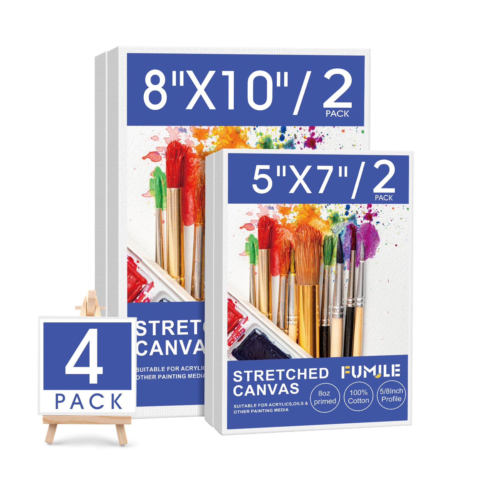 Photo 1 of FUMILE Stretched Canvas Boards - 4 Pack