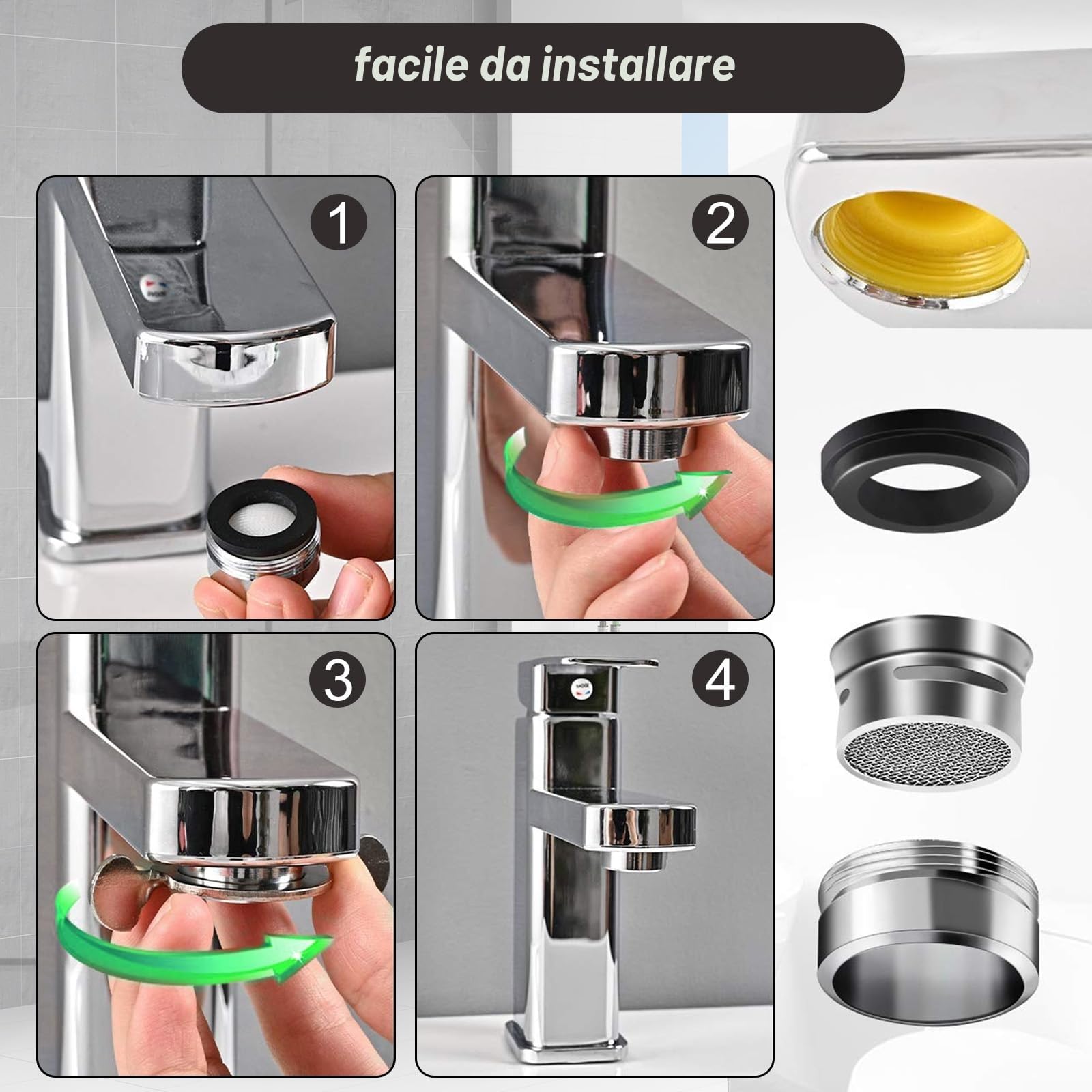 SURFOU Aeratore Rubinetto Bagno, Confezione Da Dieci Filtri Rubinetti Lavandino, Aeratori Filtro Rompigetto Bidet M24 Filtrini Cucina, Areatore Risparmio Acqua Aereatore Piccoli Frangigetto Areatori
