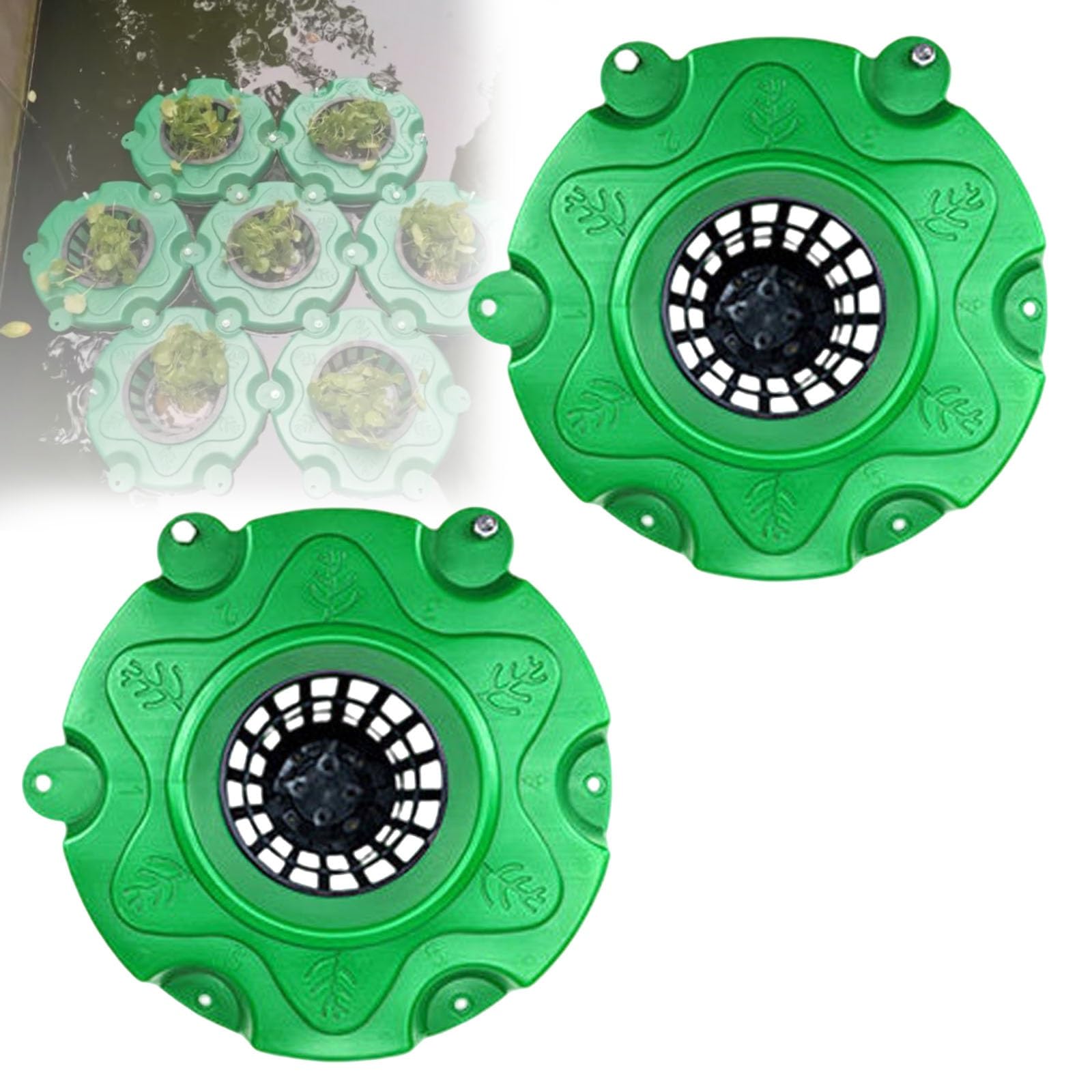 Set da 2 pezzi: Isola galleggiante con barriera per piante e pesci | Barriera galleggiante per piante e pesci, adatta per giardini acquatici, acquaponica e idroponica (uso esterno)(B)