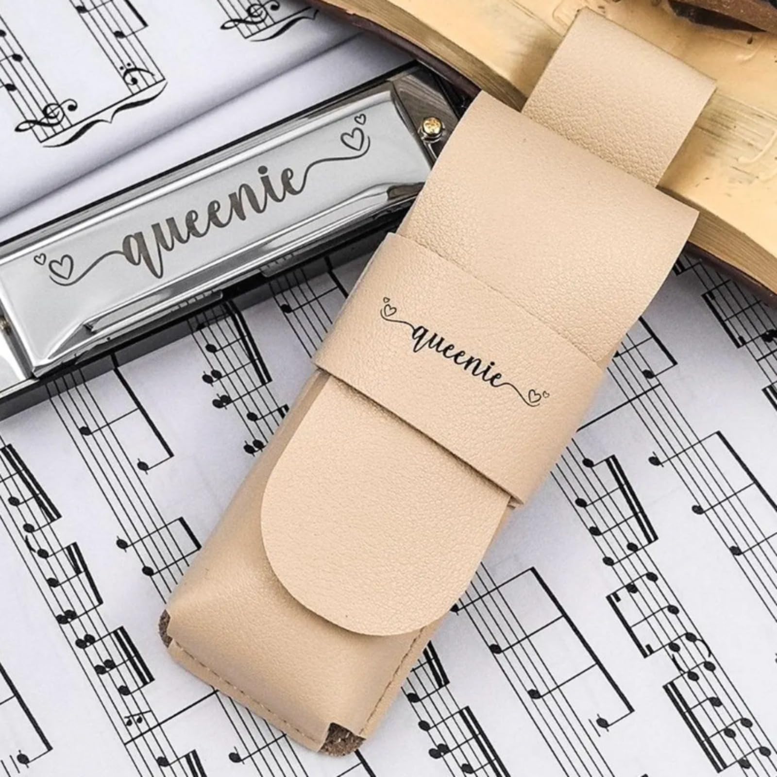 Harmonica gravé personnalisé en acier inoxydable pour adultes, hommes, débutants et étudiants, cadeau pour papa, Groomsme (noir)