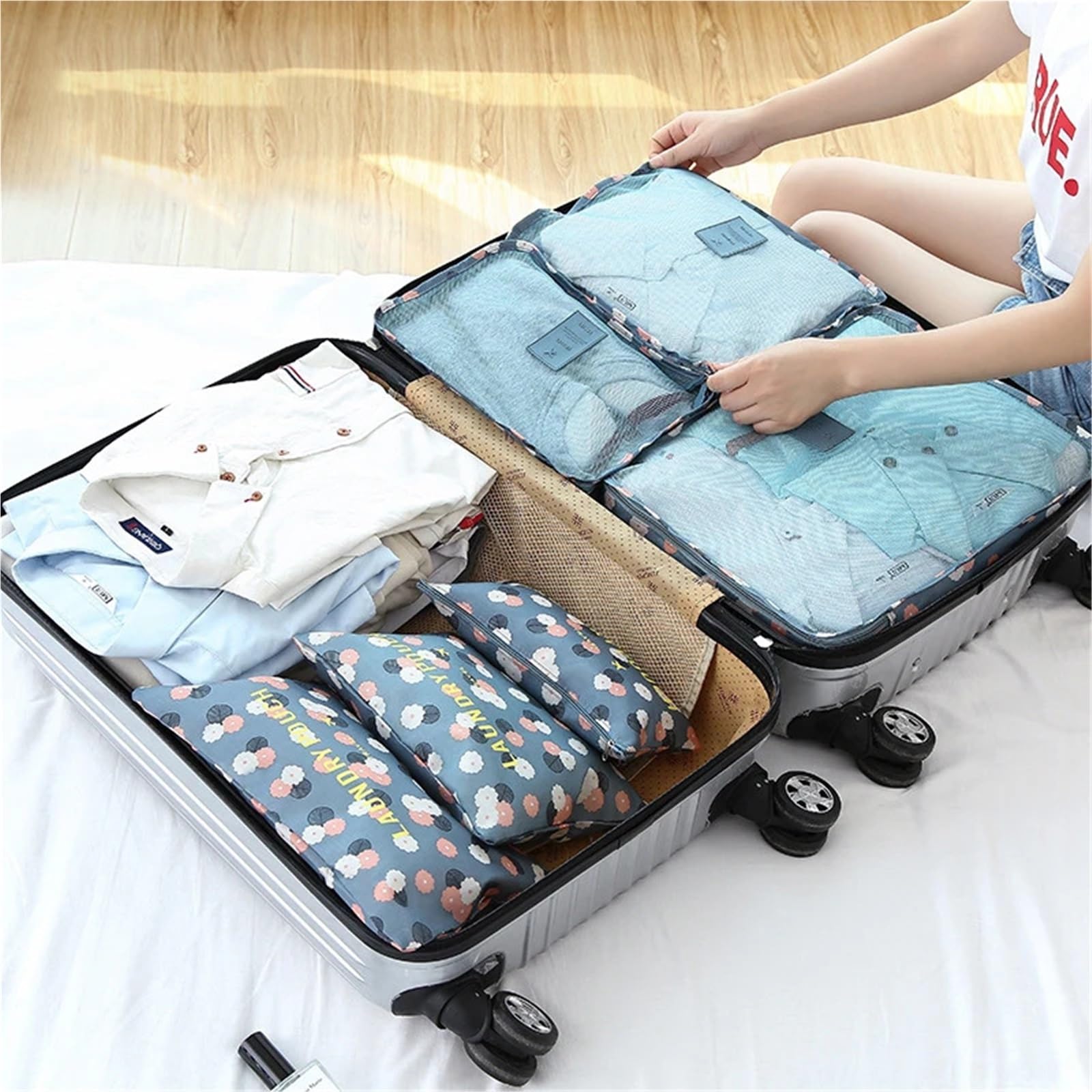 6 borse organizer da viaggio portatili, for vestiti, scarpe, trucco, bagagli per Vestiti, Scarpe, Cosmetici