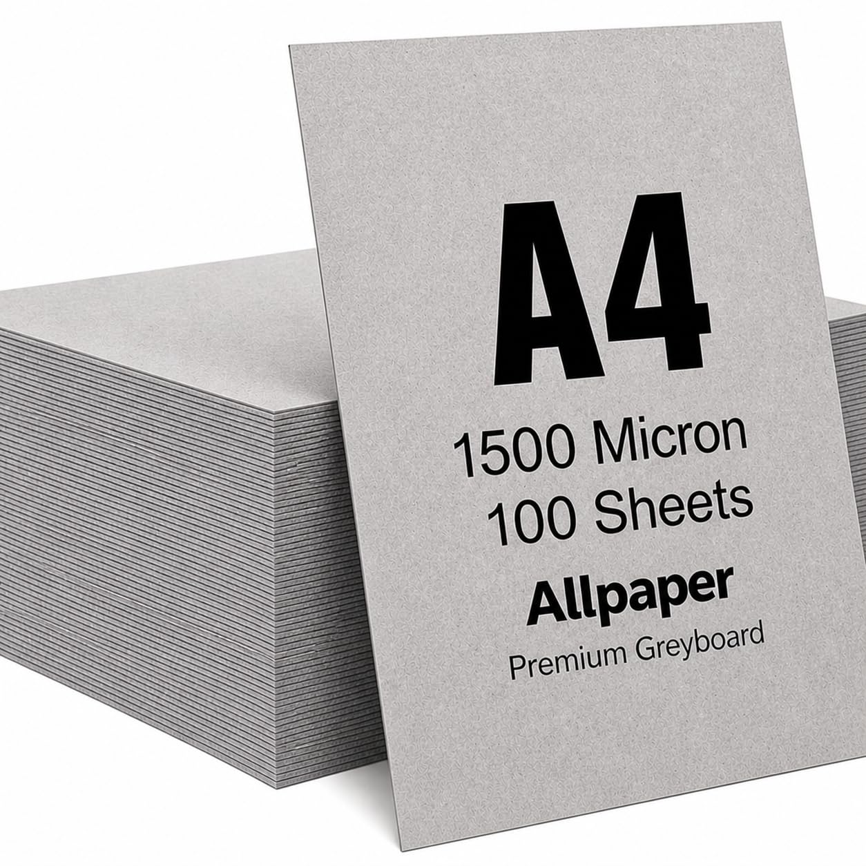 Grey 100 X A4 Board 100% Recycled Thick Card Board 1500Mic / 1.5Mm - Hilton Classic Allpaper