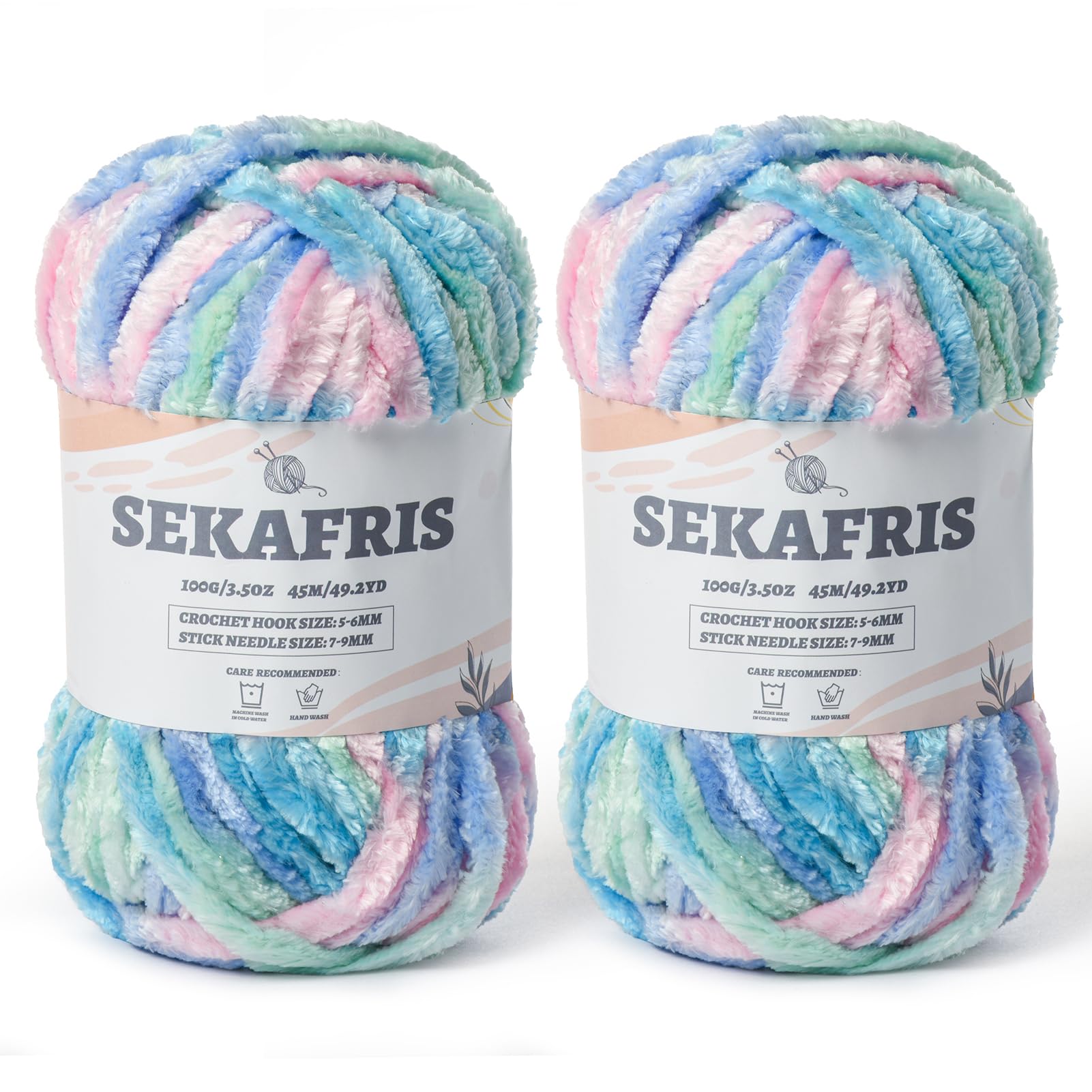Chenille Velvet Soft Yarn Candyfloss 2 Pack