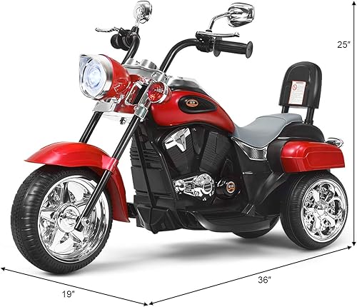 Miniatura 6 de Costzon Motocicleta picadora para niños triciclo de motocicleta alimentado por batería de 6 V con bocina faro interruptor de avancereverso