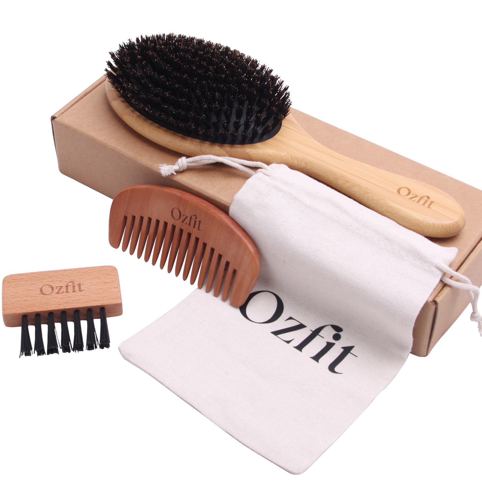 OZFIT 100% Boar Bristle Hair Brush