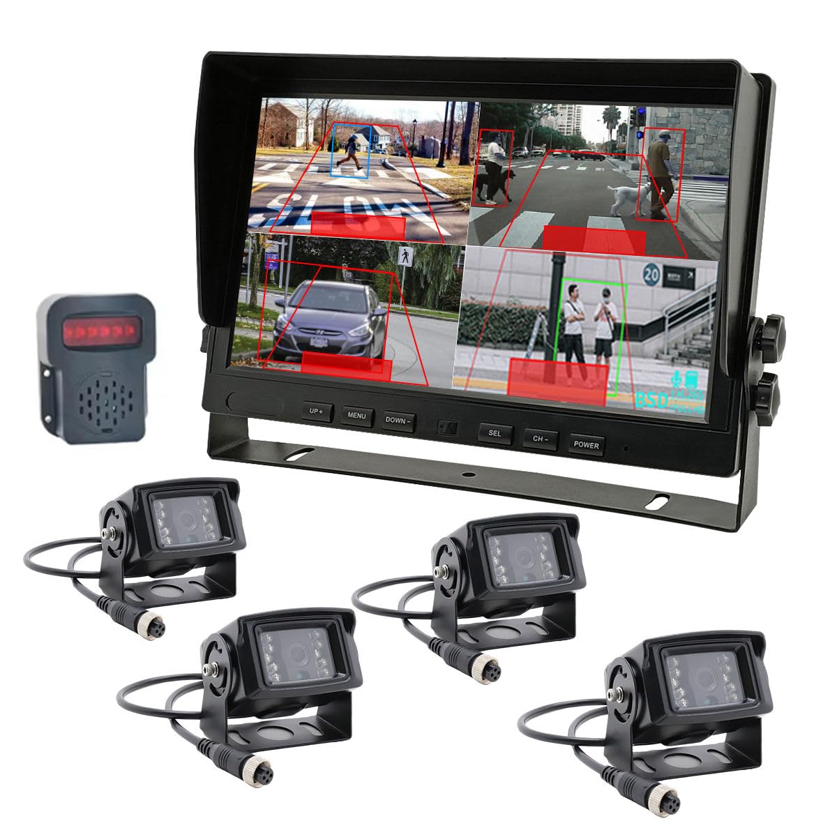 4 Channel 7 Inch Screen 1080P AHD IP69K Waterproof Camera AI BSD Special Vehicle Truck Monitoring System-image-12
