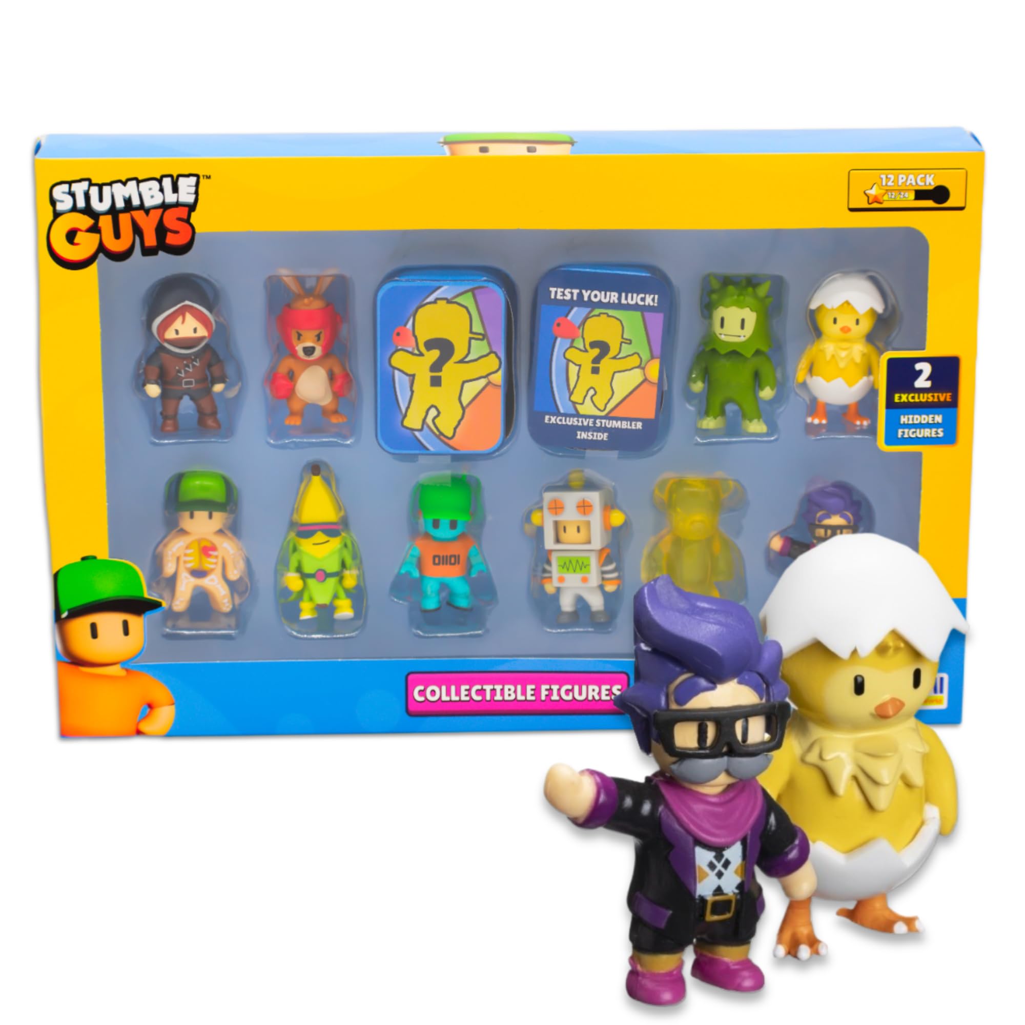 Stumble Guys Series 2 | Collectible Figures 12-Pack Deluxe Box | Includes 10 Iconic Characters + 2 Rare Hidden Figures | Must-Have Collectibles for Fans (Assortment B)