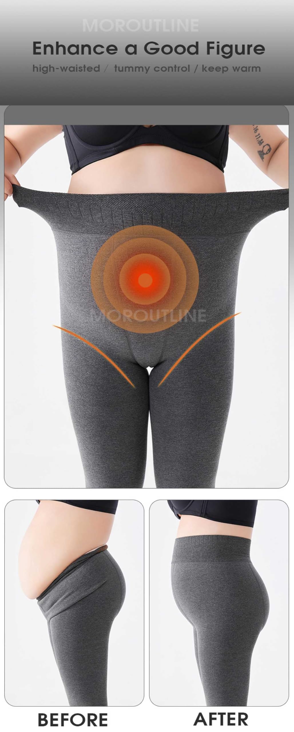 Medias para mujer, con forro polar, cálidas, opacas, con parte superior de control