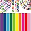 CHRORINE 600Pcs Colorful Paper Chains Strips for Birthday Party Decorations DIY Crafts Supplies (Rainbow, 1 x 7.08 inches)