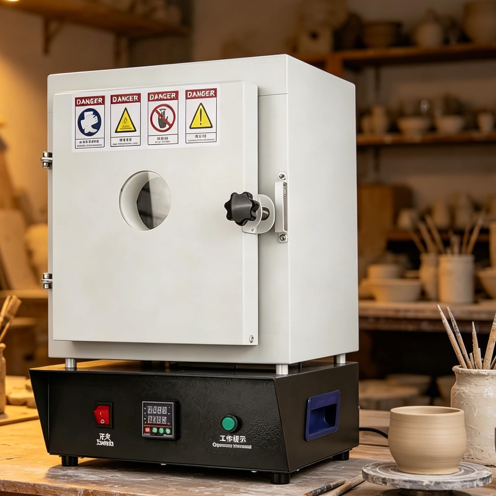 CGLYYDS 1500W Electric Kiln for Metal Melting, 1150℃ High-Temperature Lab Furnace, Enclosed Muffle Oven, Industrial Electric Burnout Oven for Jewelry & Metalwork