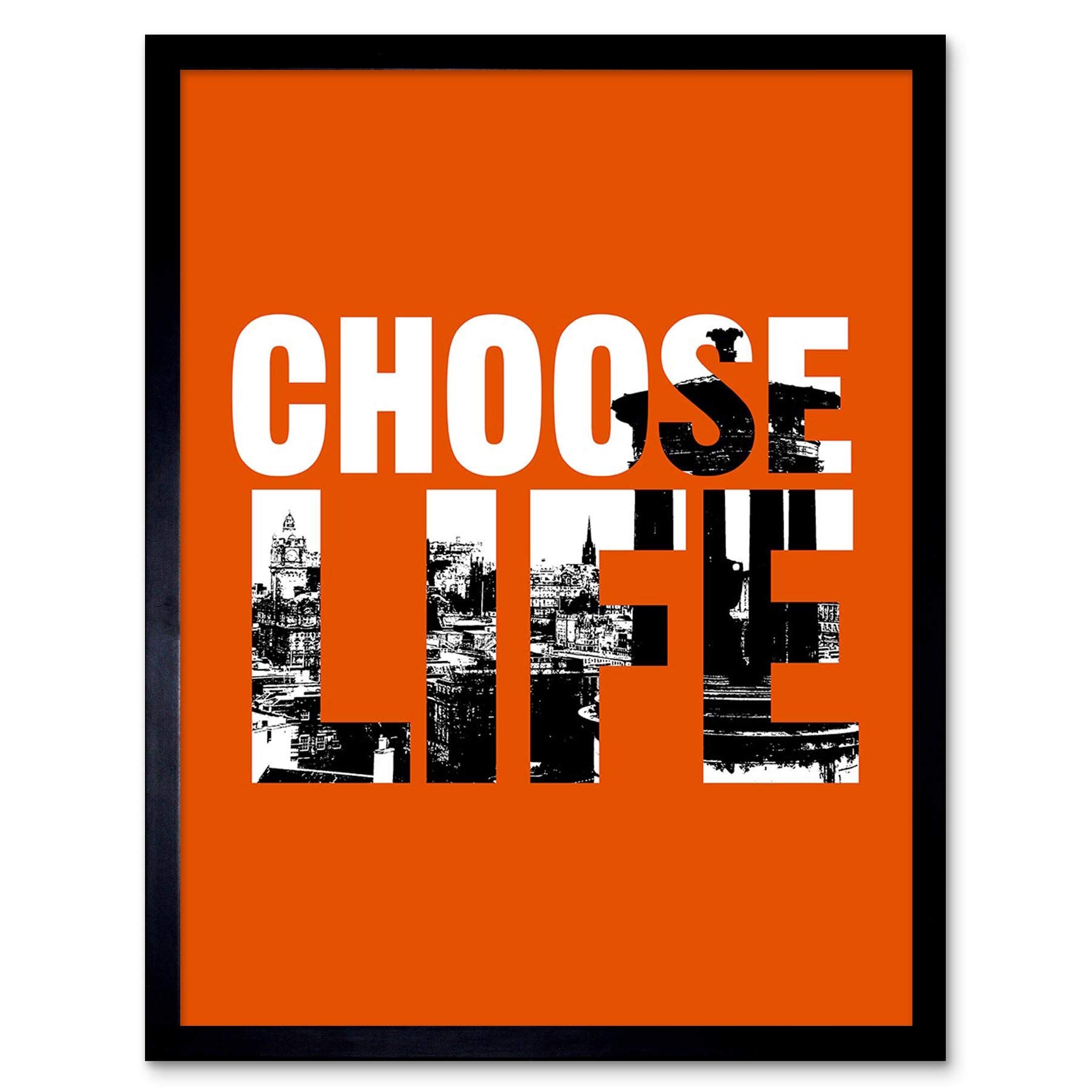 Wee Blue Coo Quote Choose Life Trainspotting Edinburgh Scotland Art Print Framed Poster Wall Decor 12X16 Inch