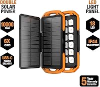 Vista 2 de ToughTested Dual 10,000 mAh Solar Power Portable Charger Battery Pack Power Bank IP65 Waterproof and 18 LED Flashlight