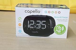 Capello CR22 Sleep and Charge Dual Alarm Clock with Dual USB Charging