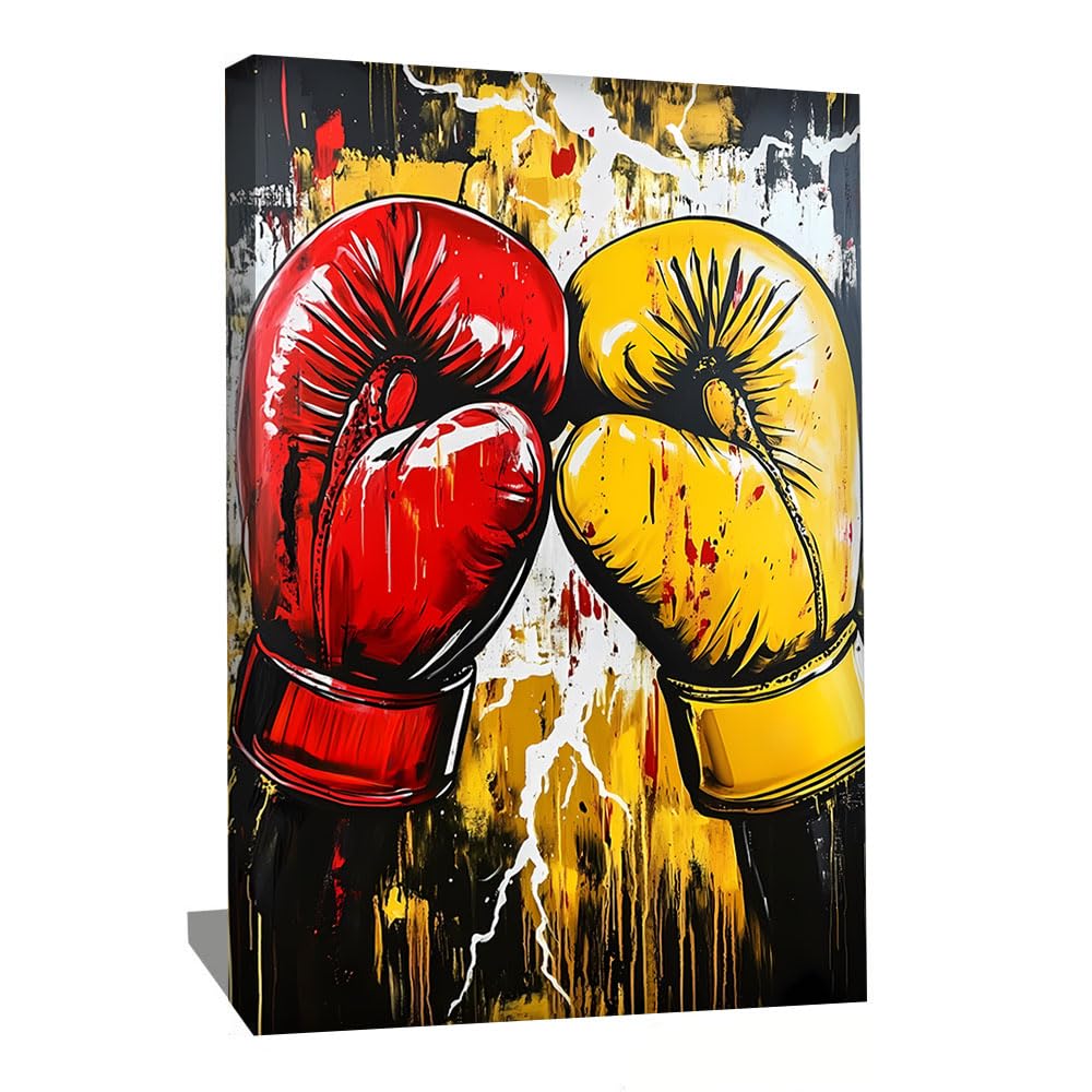 Tabella Guanti da Boxe - Poster decorazione da parete Sport - Stampa su tela astratta moderna - Quadro pop art con cornice, decorazione da parete motivazione - decorazione per camera da letto