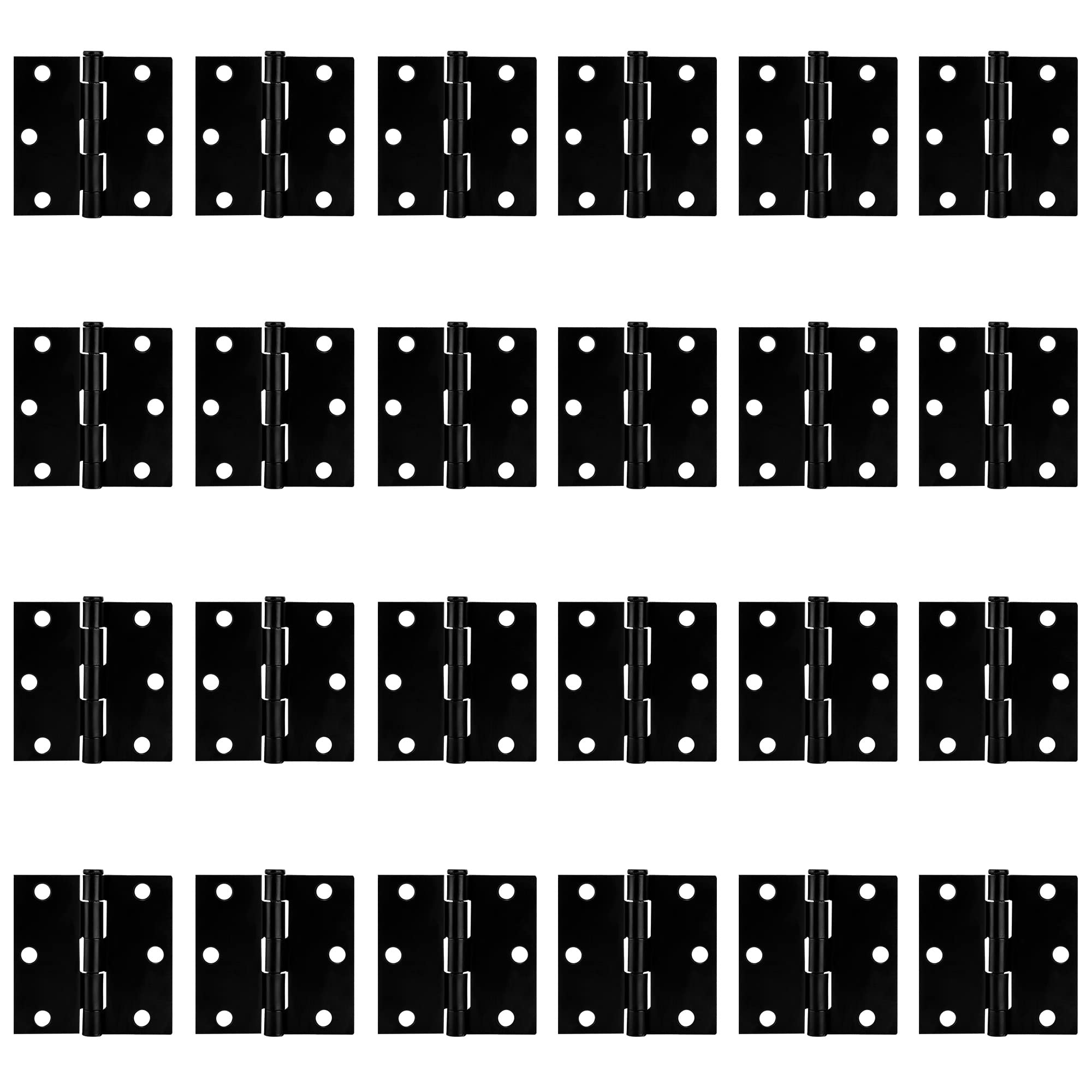 Zion Cerniere per porte interne da 7,6 cm, colore nero opaco, 7,6 x 7,6 cm, resistenti, quadrate, per porte con nucleo cavo, accessori per porte nere, confezione da 24