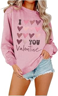 Strungten Womens Valentine's Day Crewneck Valentines Sweatshirt Soft Comfy Long Sleeve Shirt Novelty Leisure Tops Winter Casual Pullover Loose Holiday Jumper Happy Valentines Day
