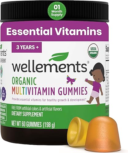 Miniatura 1 de Wellements Gomitas multivitamínicas orgánicas USDA para niños, 60 unidades (más de 3 años) | Vitaminas esenciales para niños A, B, C, D, E y zinc |