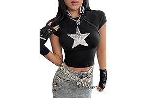 Women's Cap Sleeve Star Print Summer Crop Top