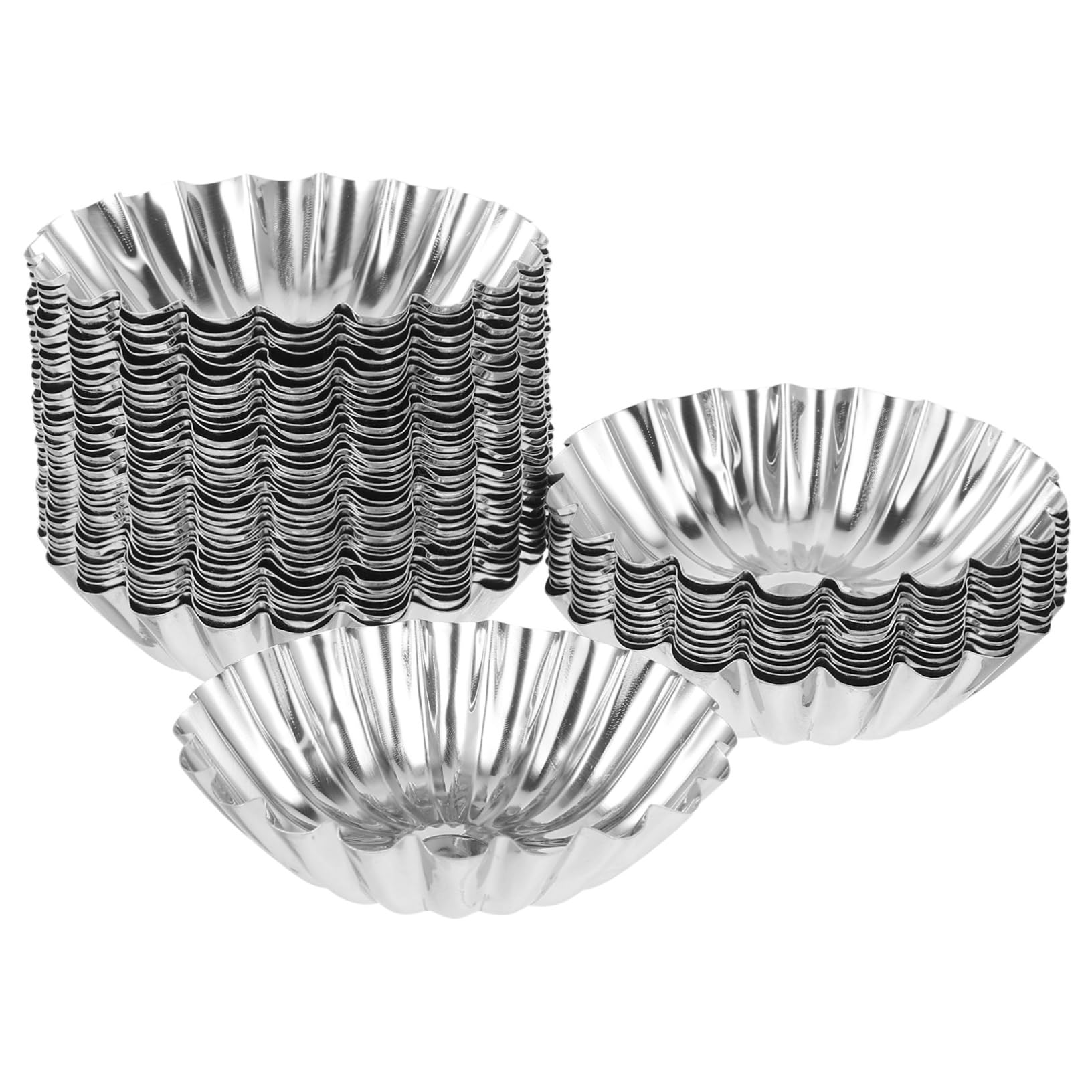Zerodeko Moldes de Acero Inoxidable Reutilizables 50 para Tartaletas de Huevo, Moldes Decorativos para Tartas Pequeñas para Hotel y Pastelería