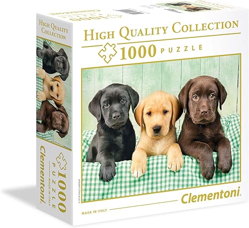 Clementoni Three Labradors - Rompecabezas de 1000 piezas para adultos (caja cuadrada)
