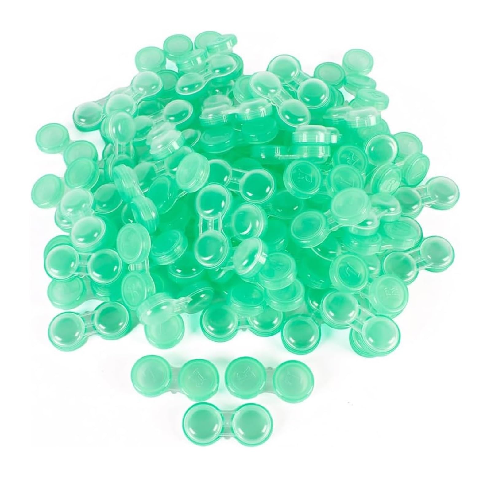 Astuccio per lenti a contatto, Custodie for lenti a contatto Scatola porta contenitori multicolore for occhi sinistro/destro da 100 pezzi(Transparent Green)