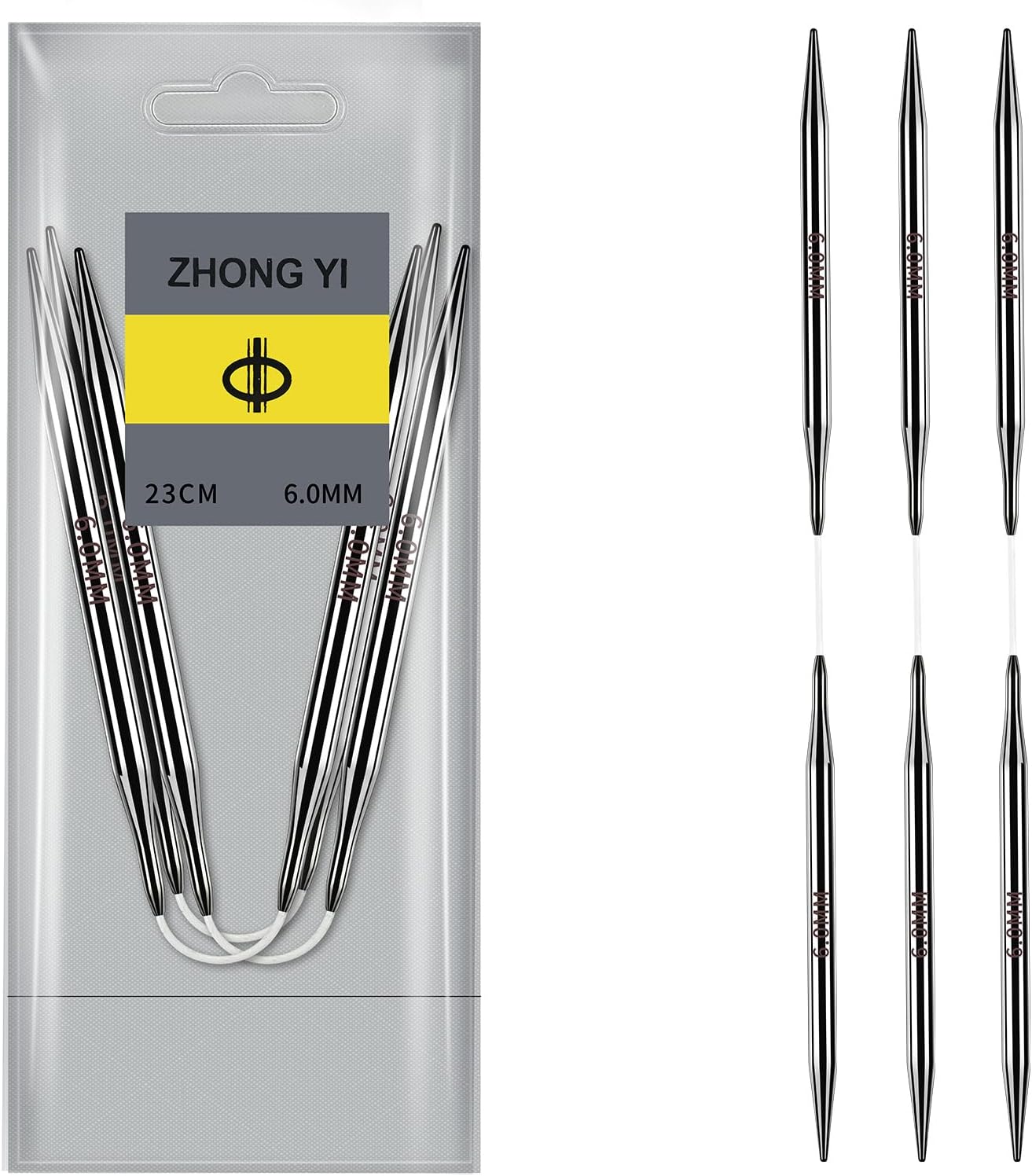Soosui 2.25mm Circular Knitting Needles US1 | 3-Pack 9-inch (23cm) Double-Pointed Flexible Circular Needles, 3cm Cable, Durable and Smooth for Sweaters, Socks, Hats, and Other DIY Knitting Projects.