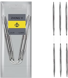 Soosui 6.0mm Circular Knitting Needles US10 |3-Pack 9-inch (23cm) Double-Pointed Flexible Circular Needles, 3cm Cable, Durable and Smooth for Sweaters, Socks, Hats, and Other DIY Knitting Projects.