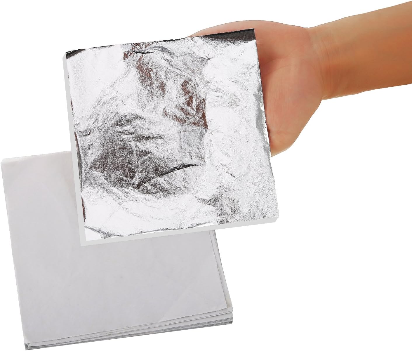 Shappy 200 Sheets Imitation Leaf for Arts Project, Gilding Crafting, Crafts Decoration, DIY, Furniture, 5.5 by 5.5 Inches (Silver)